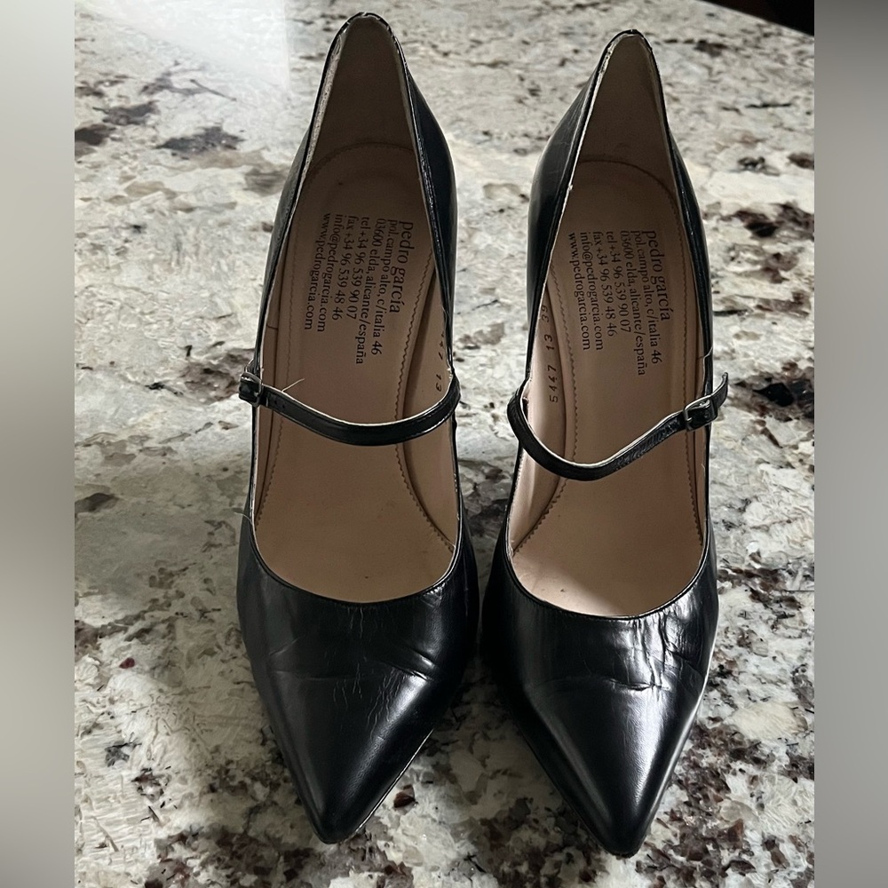 Pedro Garcia Black Leather Mary Jane Heels - Picture 2 of 5